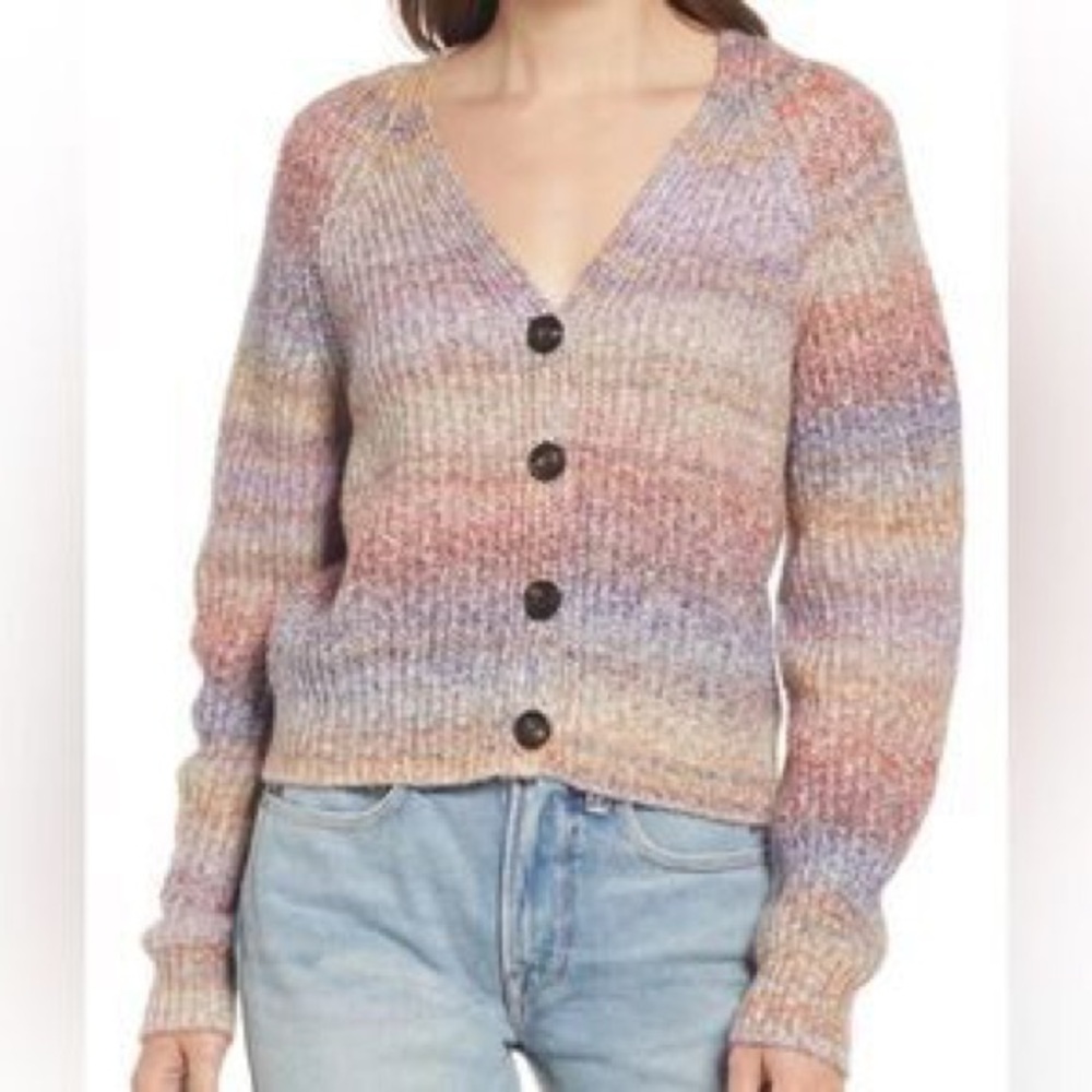 Rails Josie Space Dye Cotton Blend Cardigan Sweater in Amethyst Size Medium